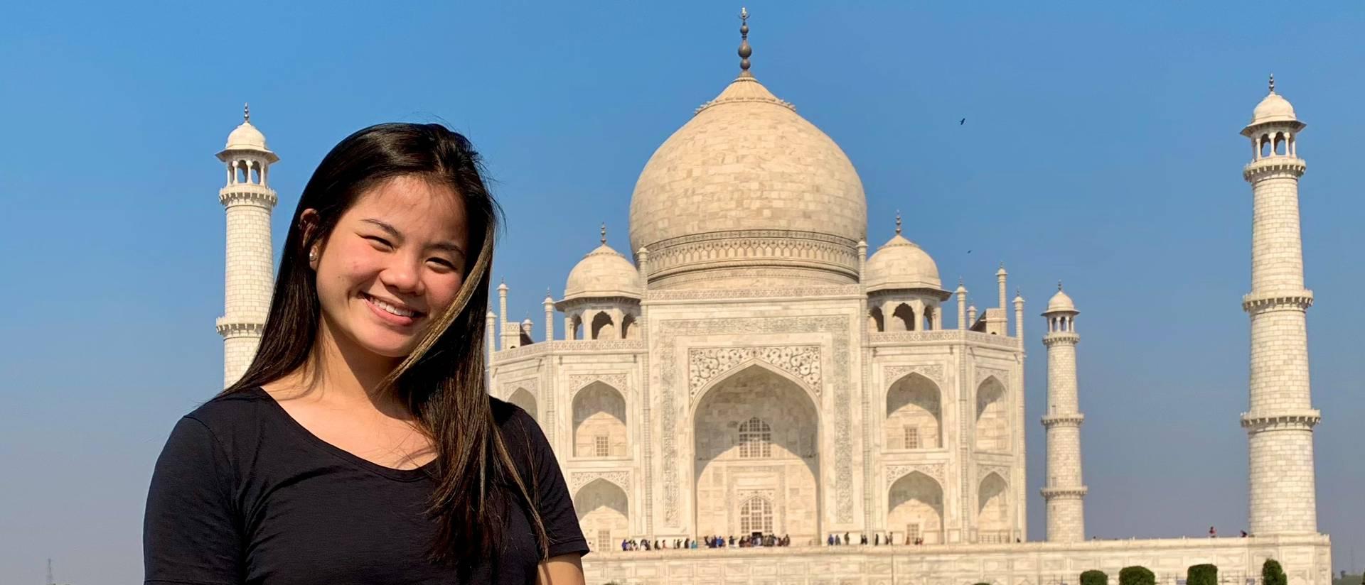 student at Taj Mahal 